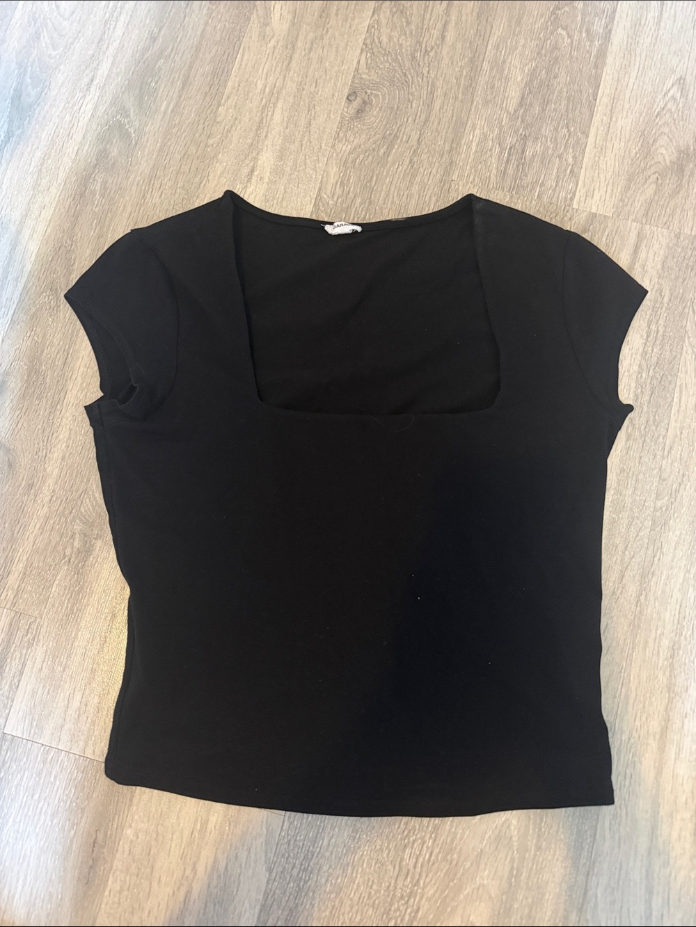 Garage Black Square Neck Short Sleeve Top